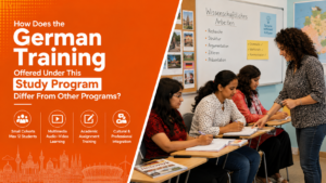 How does the German language training offered in the FH Dortmund Study Preparation Program differ from other German language programs?